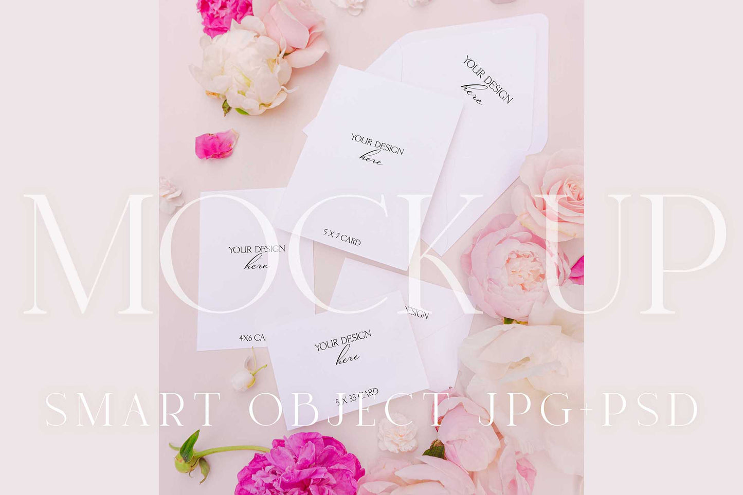 Invitation suite mock up, floral stationery mock up with peonies and roses {Berries 05}