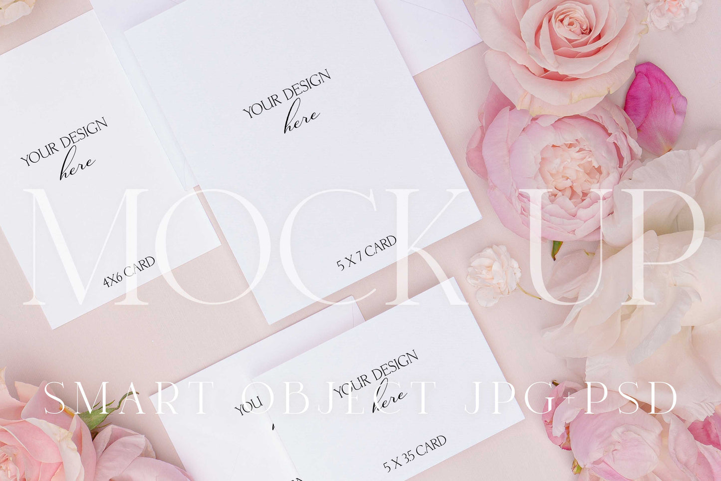Invitation suite mock up, floral stationery mock up with peonies and roses {Berries 06}