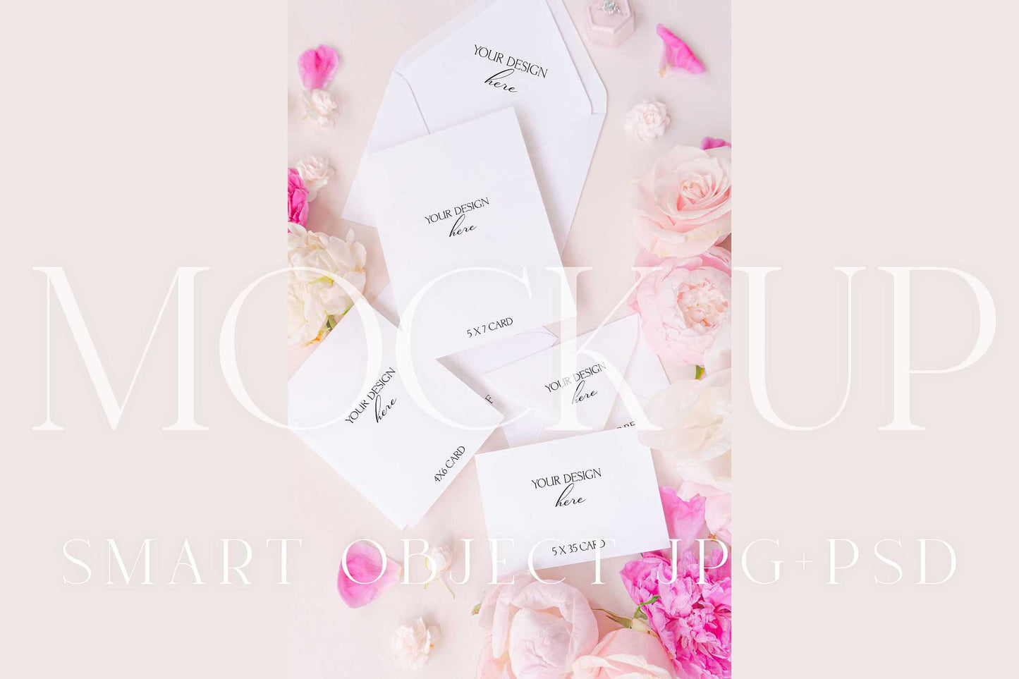 Invitation suite mock up, floral stationery mock up with peonies and roses {Berries 09}
