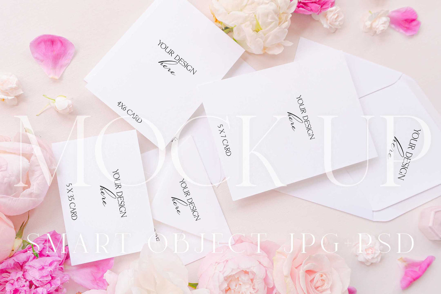 Invitation suite mock up, floral stationery mock up with peonies and roses {Berries 09}