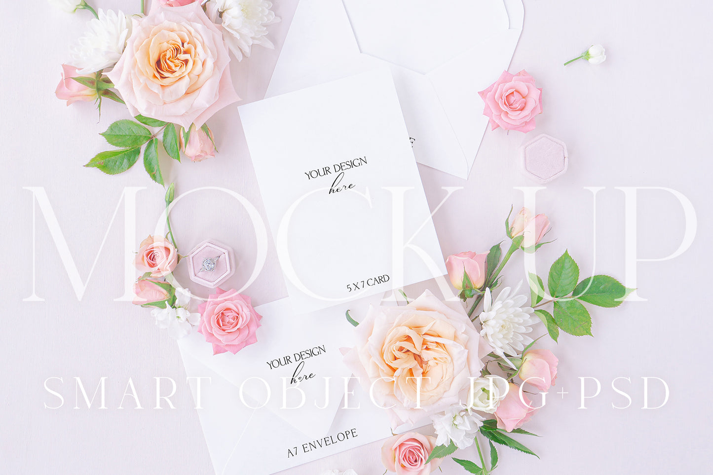 Invitation suite mock up, floral stationery mock up with pink and ivory roses {Tenderness 11}