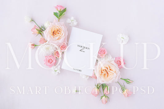 Invitation suite mock up, floral stationery mock up with pink and ivory roses {Tenderness 03}
