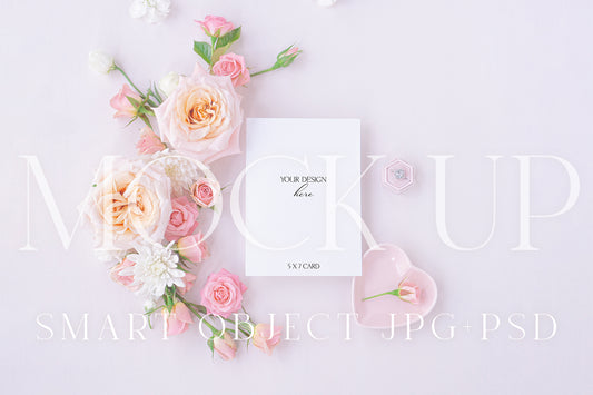 Invitation suite mock up, floral stationery mock up with pink and ivory roses {Tenderness 04}