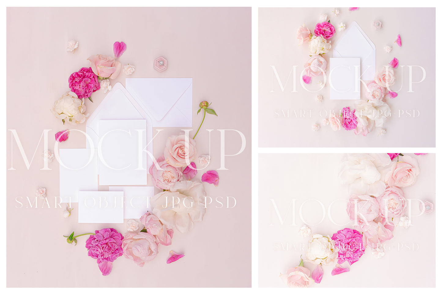 Invitation suite mock up, floral stationery mock up with peonies and roses {Berries Bundle}