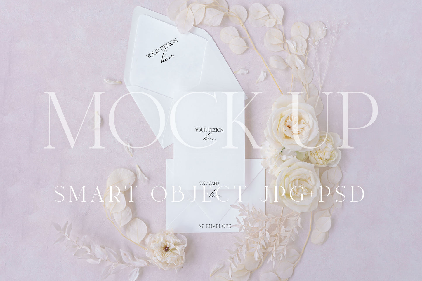 Wedding card mockup, mockup flatlay photography {Purity 05}