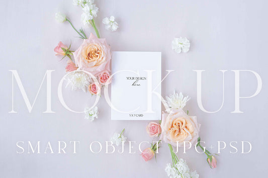 Invitation suite mock up, floral stationery mock up with pink and ivory roses {Tenderness 01}