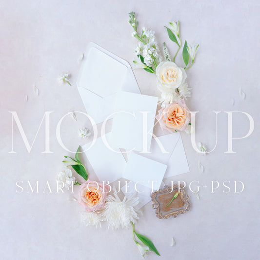 Invitation suite mock up, floral stationery photography neutral {Warmth 09}