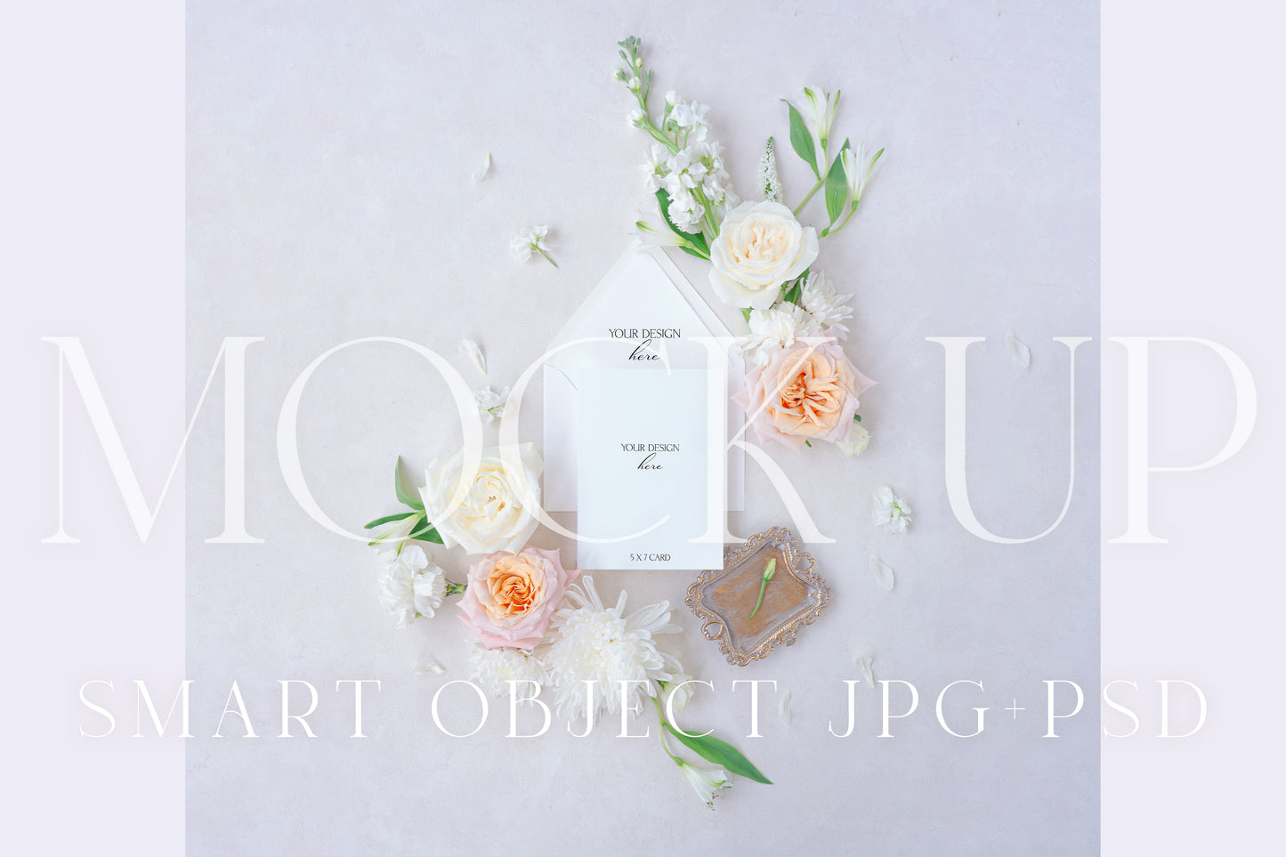 Invitation suite mock up, floral stationery photography neutral {Warmth 10}