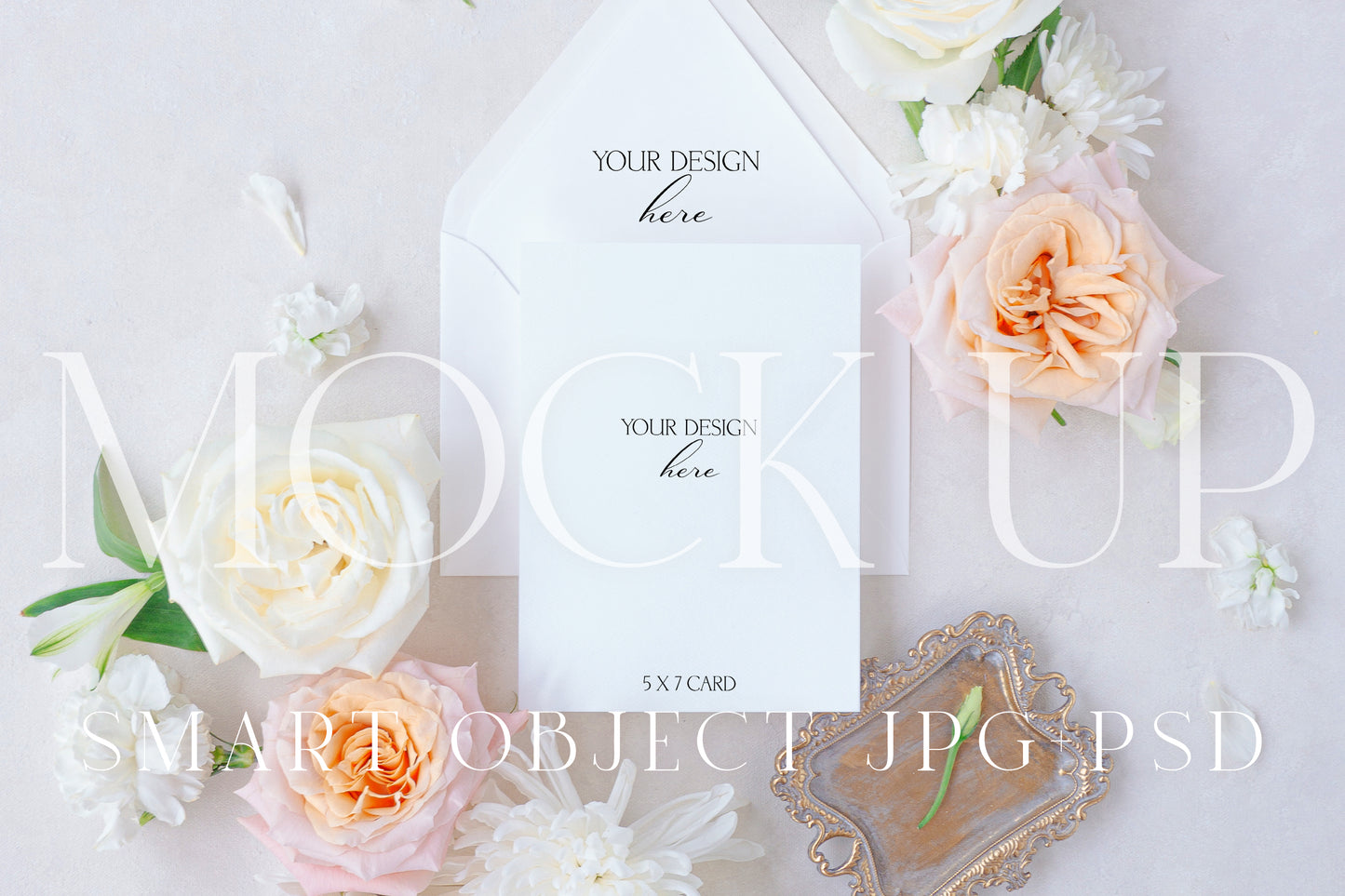 Invitation suite mock up, floral stationery photography neutral {Warmth 10}