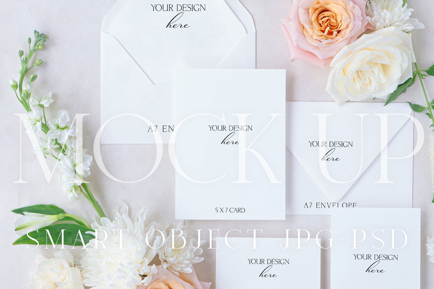 Invitation suite mock up, floral stationery photography neutral {Warmth 04}