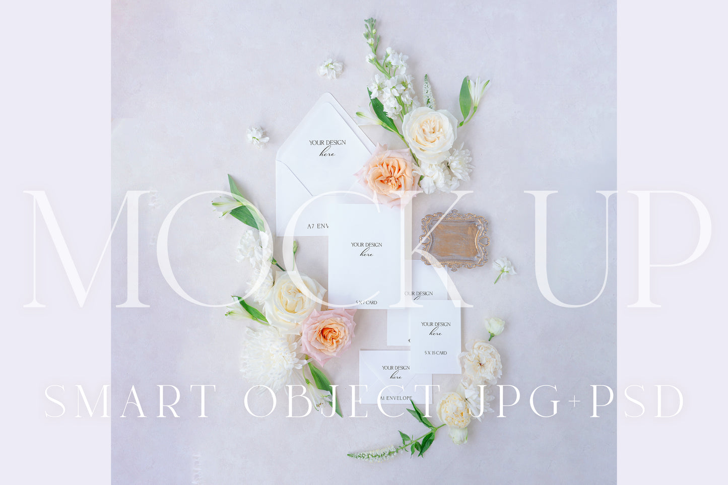 Invitation suite mock up, floral stationery photography neutral {Warmth 07}